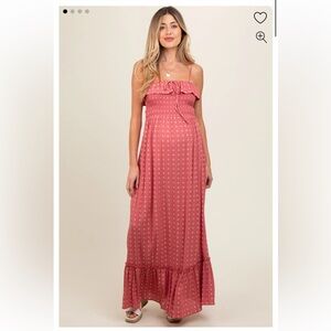 Mauve Smocked Sleeveless Floral Maternity Maxi Dress worn 1 time and hand washed